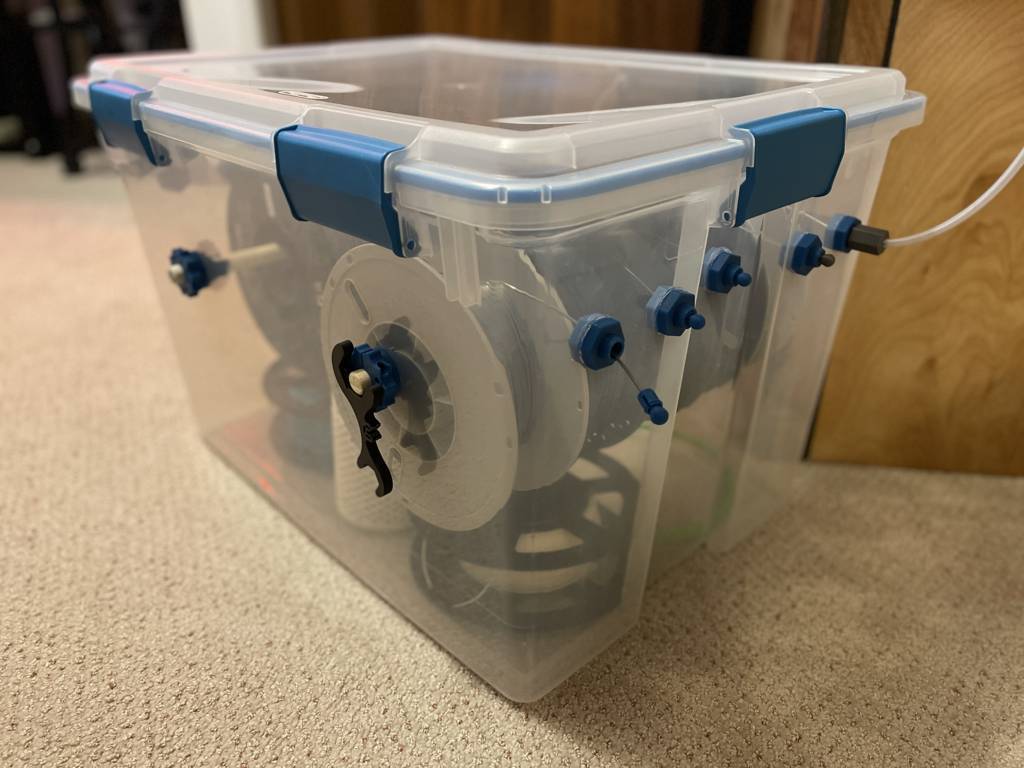 Filament Dry Box - 3D Printed Fittings and Parts with Prusa Attachments