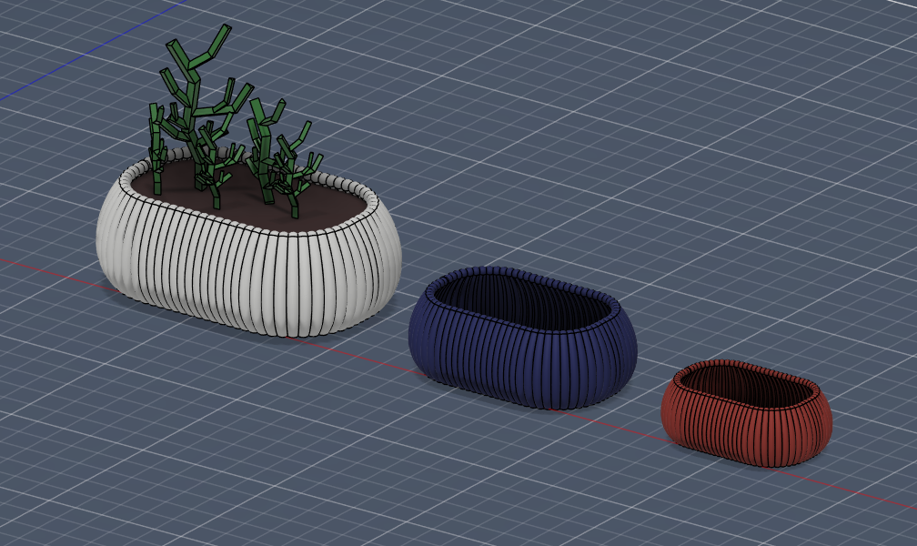 Modern Ribbed Oval Planter / Window Sill Pot