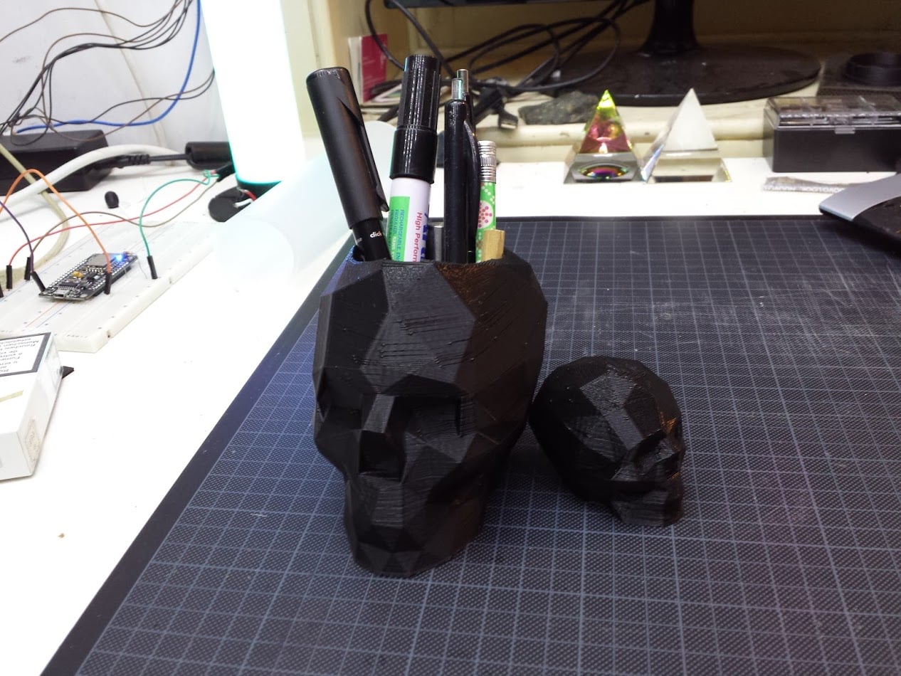 Skull lowpoly pen holder