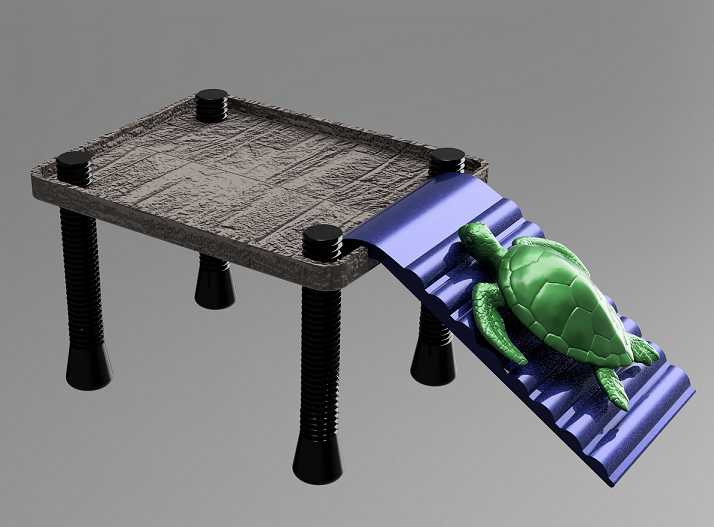 Turtle Lizard Frog Deck with Ramp for Aquarium adjustable height