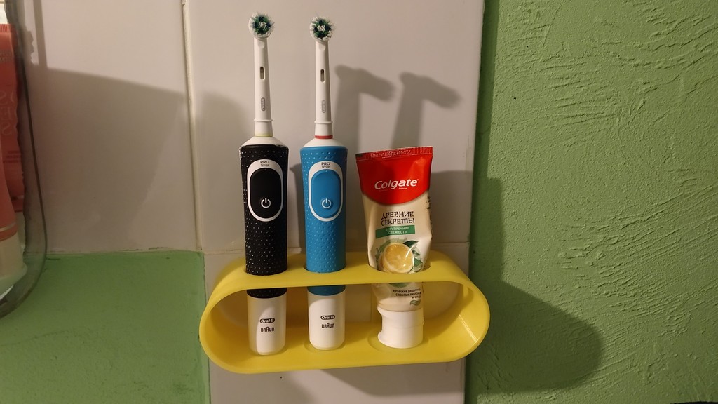 Dual Electric Toothbrush holder with wall mount