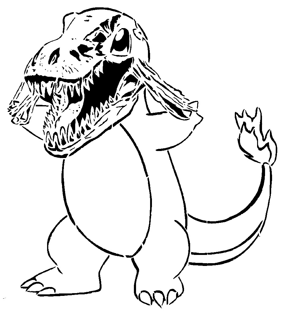 Zombie Charmander stencil