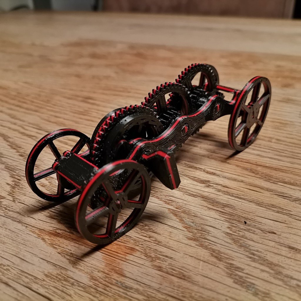 Fully 3D-printable wind-up car gift card 