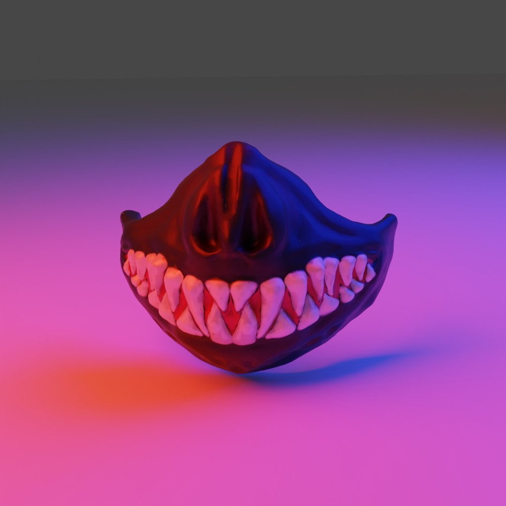 Face mask with teeth in dark fantasy style