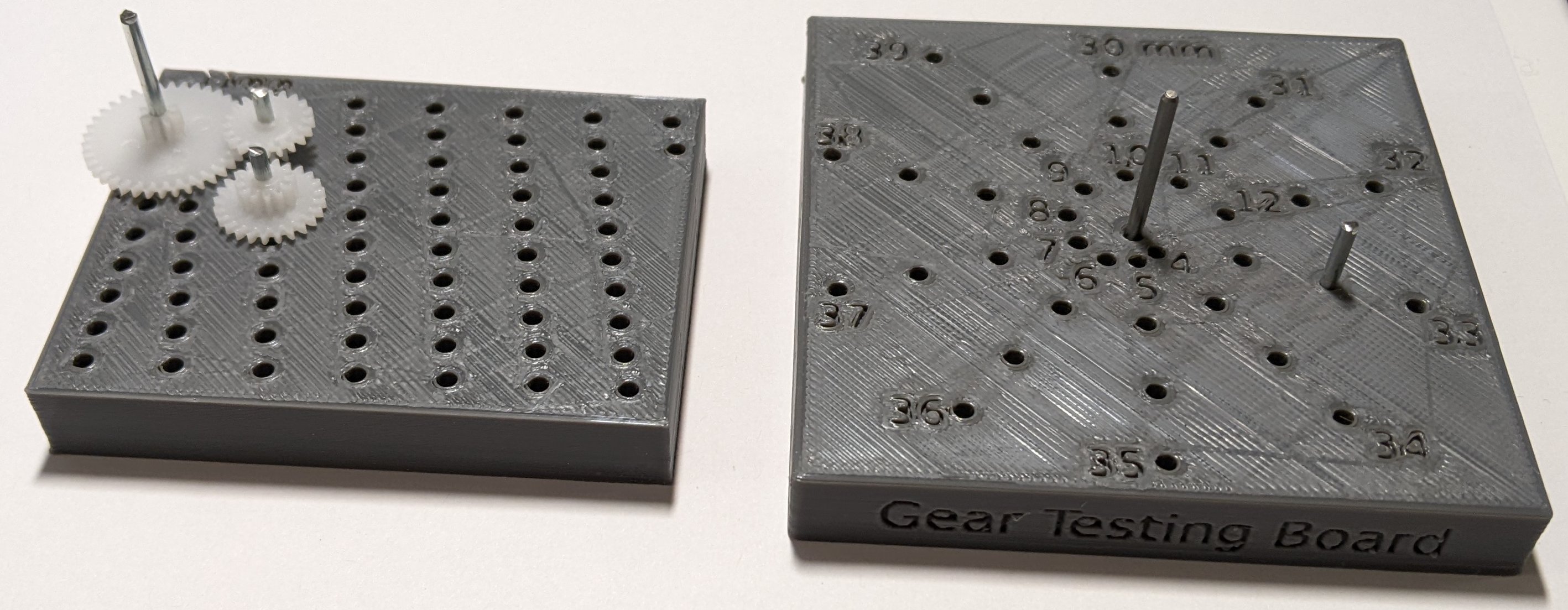 Gear testing board for 2mm shafts
