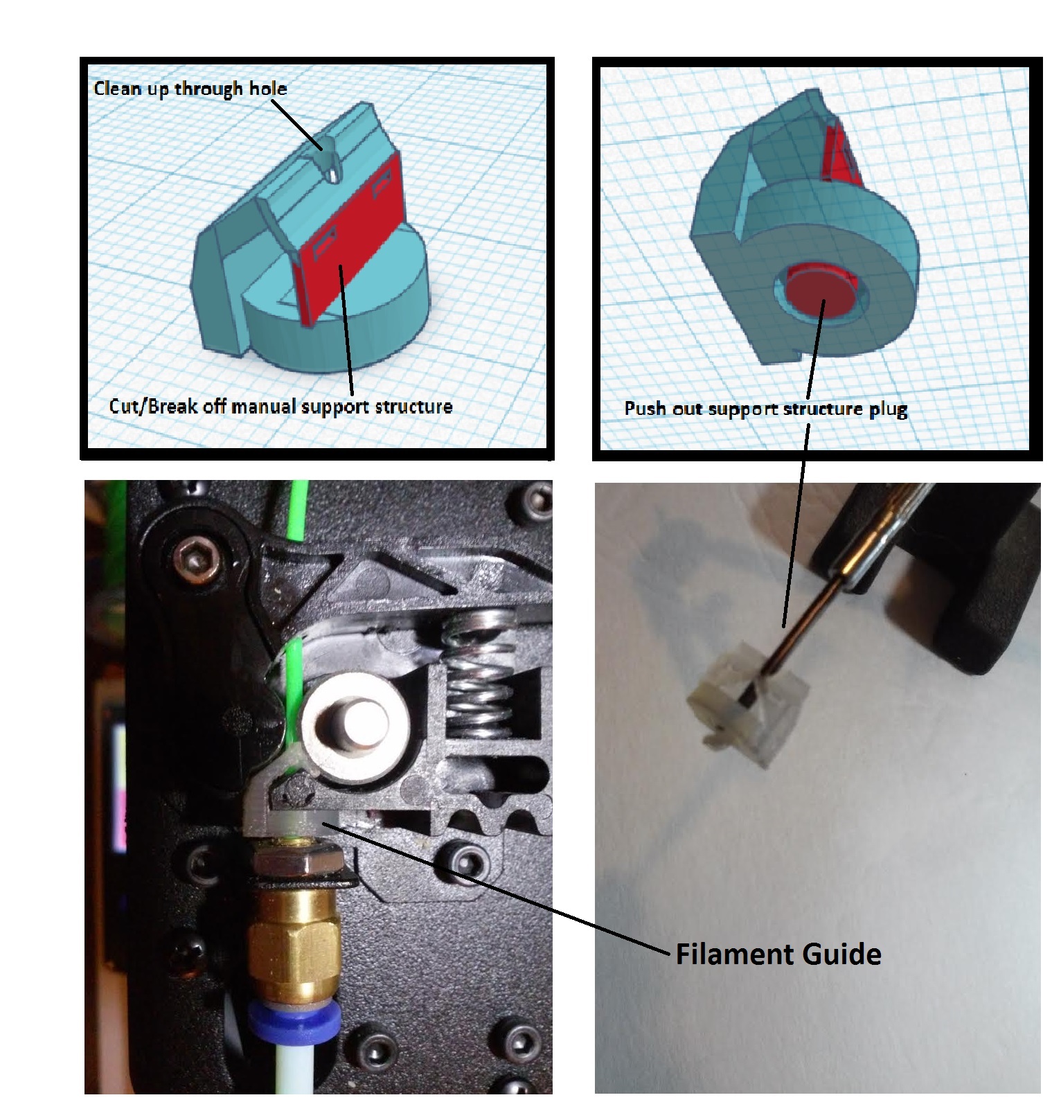 Monoprice MP select mini extruder guide for Flexible Filament