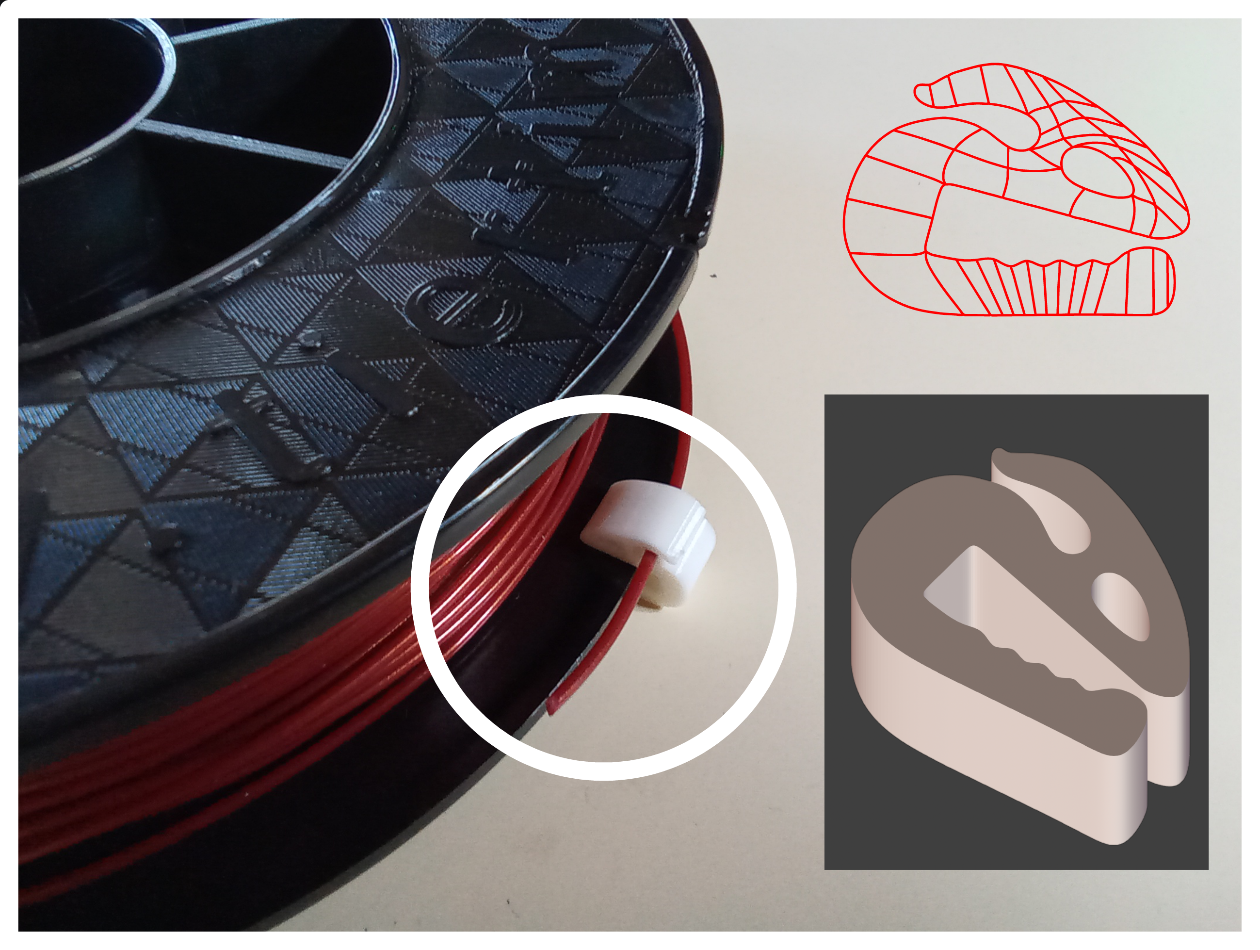 Spool filament 1.75mm clip clamp, super simple