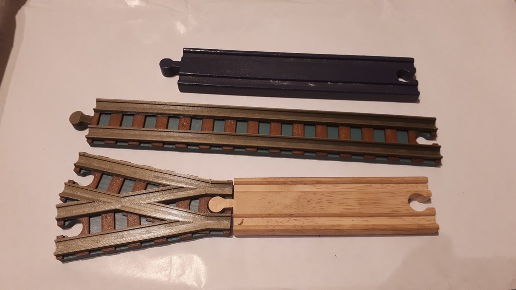 Wooden railway forks with sleepers and tiny curves