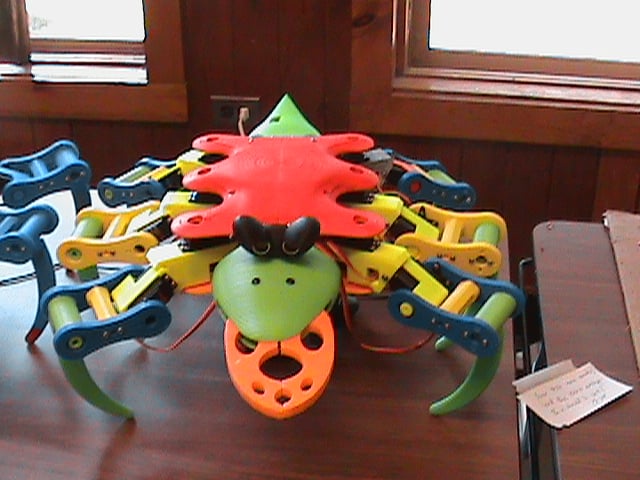 Hex-a-pod I made for a Boy Scout High Adventure, 18 boys and 5 adults each built one of these arduino based hexapods.