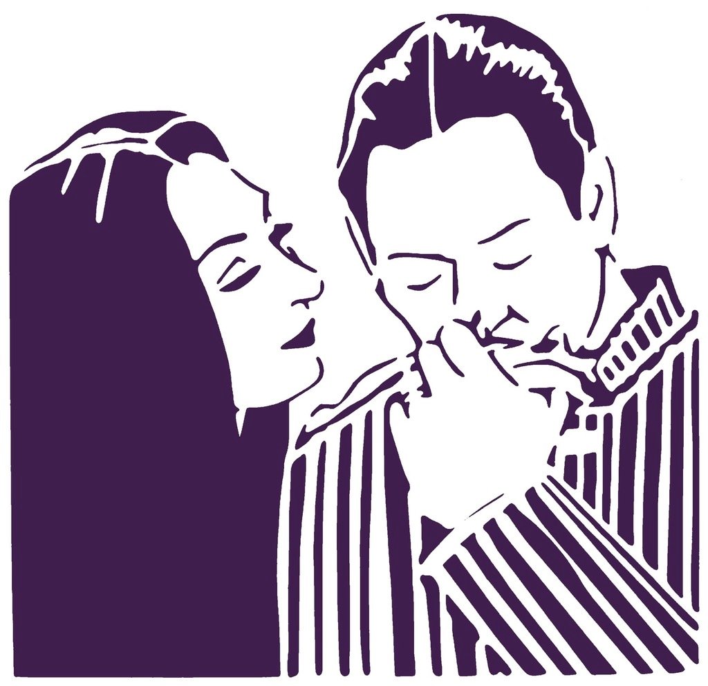 Gomez and Morticia Addams stencil
