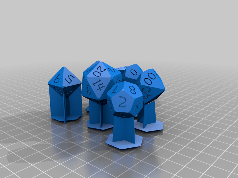 Polyhedral Dice Set with supports