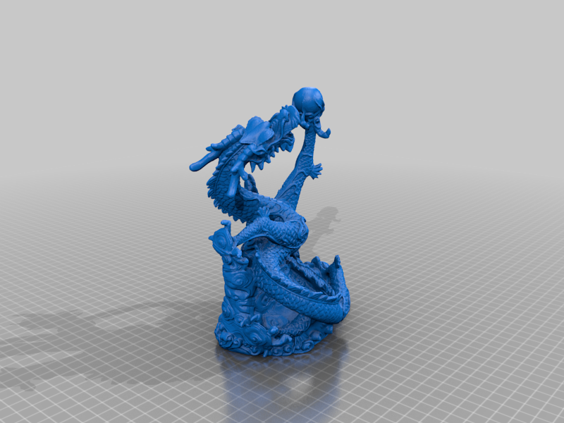 Dragon with pearl, flat base 3D model