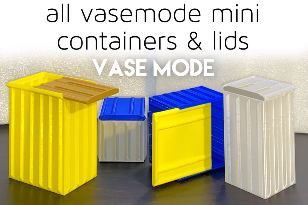 Storage Box and Lids -mini desk containers- for Vase Mode Fast Printing 