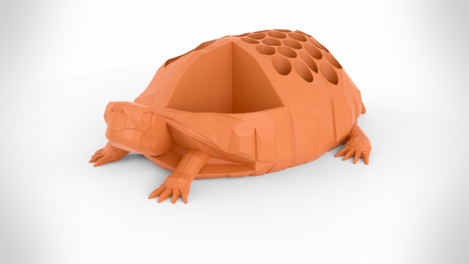 Low Poly Turtle Pencil Holder w/ Secret Compartment