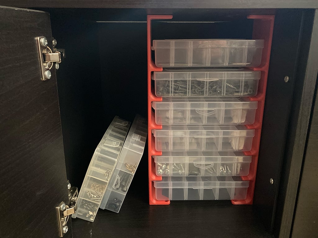 Organizer box slides for Kallax shelves