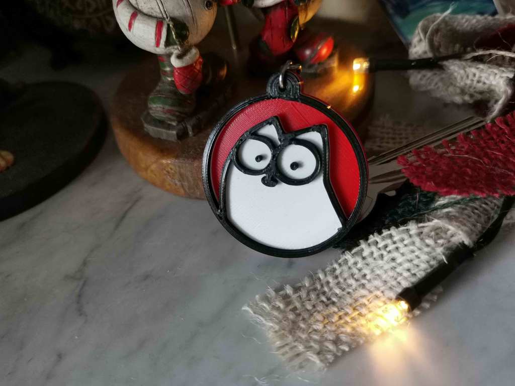 Simon's cat Keychain Red Background