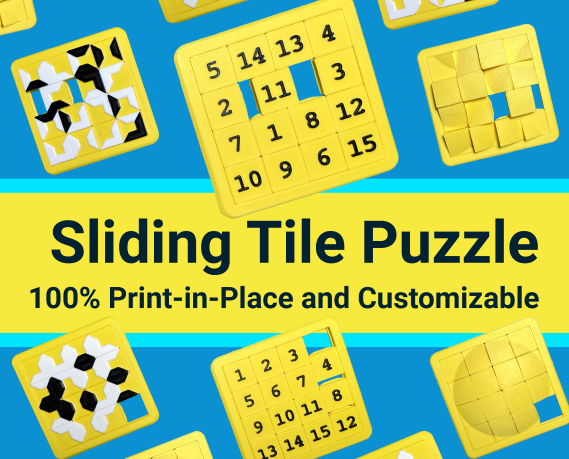 New Captive Sliding Tile Puzzle (100% Print-in-Place)