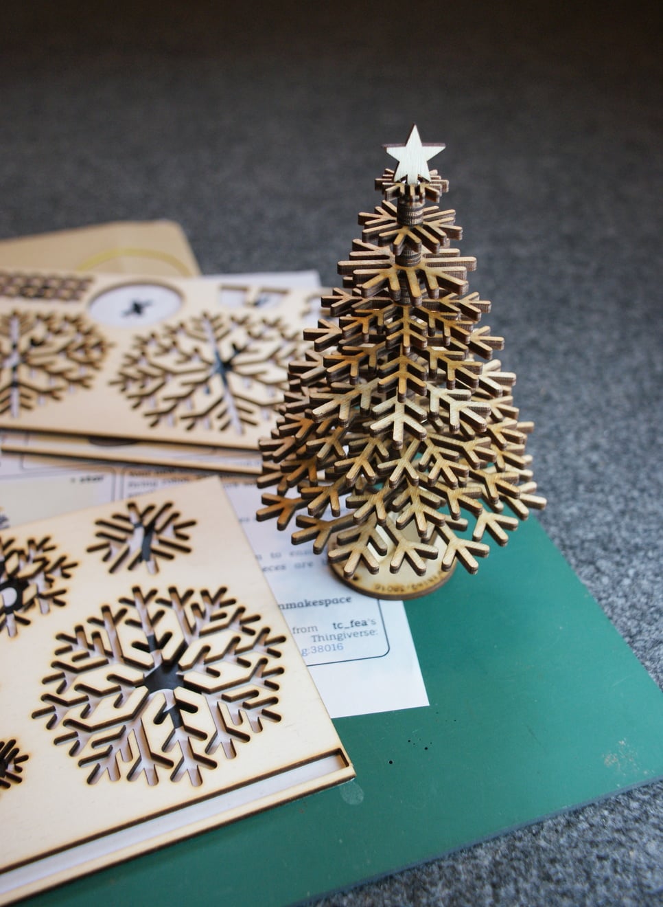 Laser-cut flat-pack Christmas tree