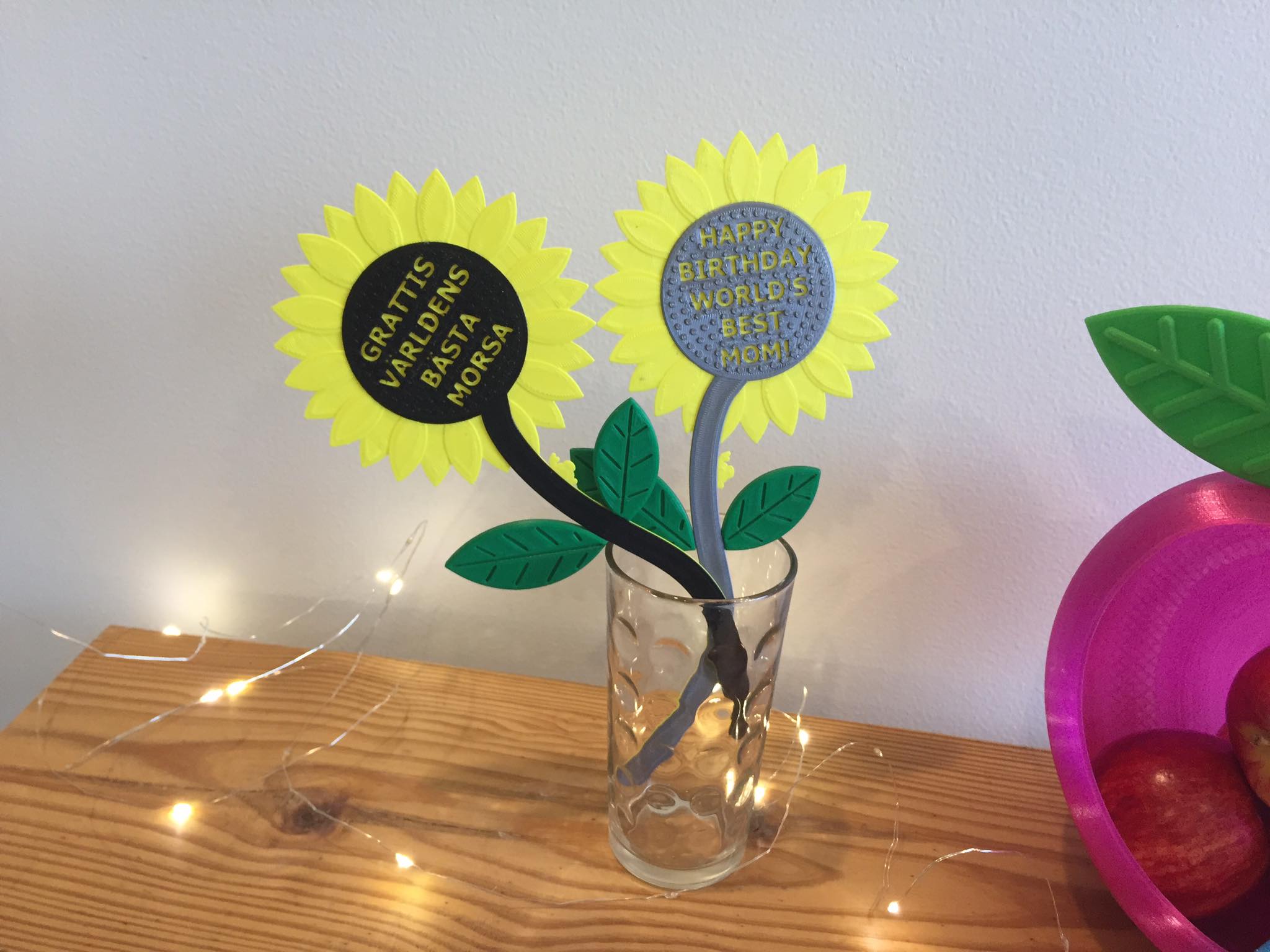 Sunflower "World's Best Mom/Dad" + Happy Birthday (English and Swedish)
