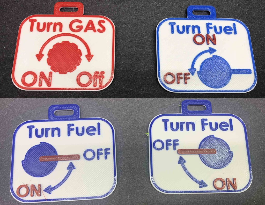 Fuel line On Off Reminder Tag
