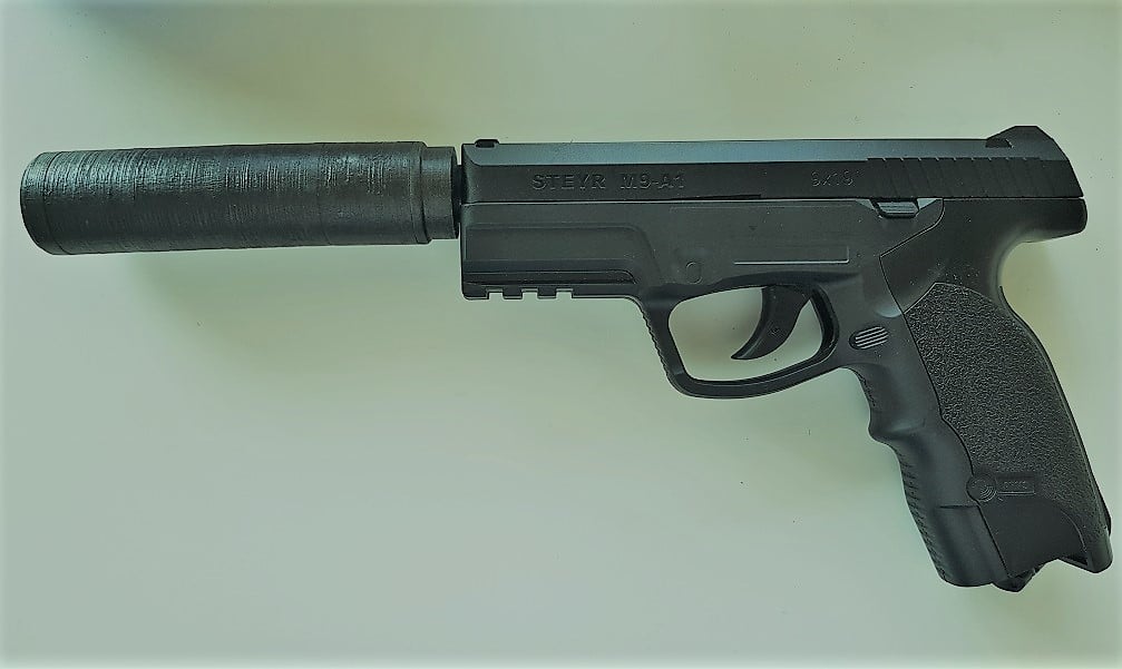 30mm Silencer with Steyr M9-A1 CO2 pistol adapter