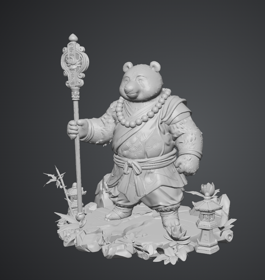 Panda Monk – Guardian of Inner Peace | Fantasy Warrior Statue | High-Detail 3D Printable Collectible