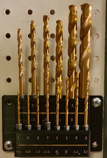 drill bit holder for 1 inch pegboard