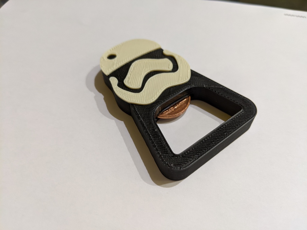 Stormtrooper bottle opener with holes for magnets