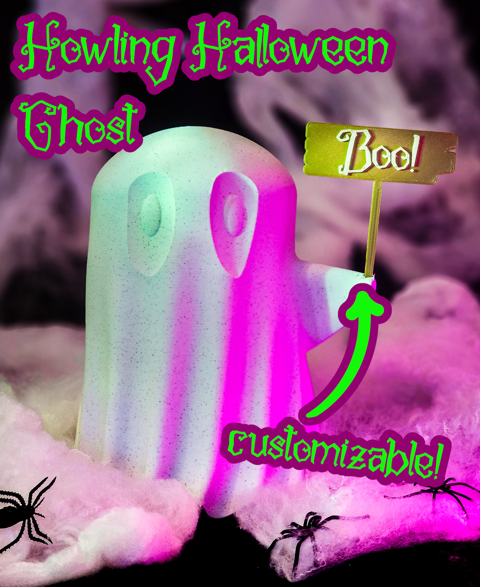 Howling Halloween Ghost with Customizable Sign!