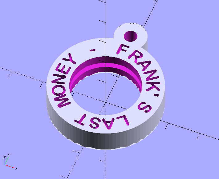 Custom coin keyring with text