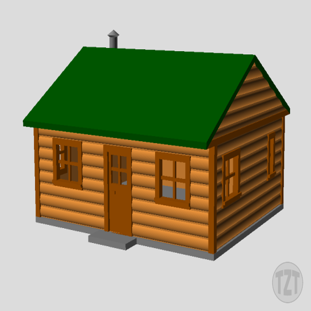 Log Cabin, House, Structure, Home (N, HO, O scale model railroad layout)