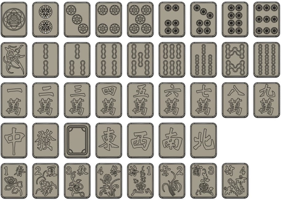 Mahjong - Full Set Redesign with gentleman and seasons tiles