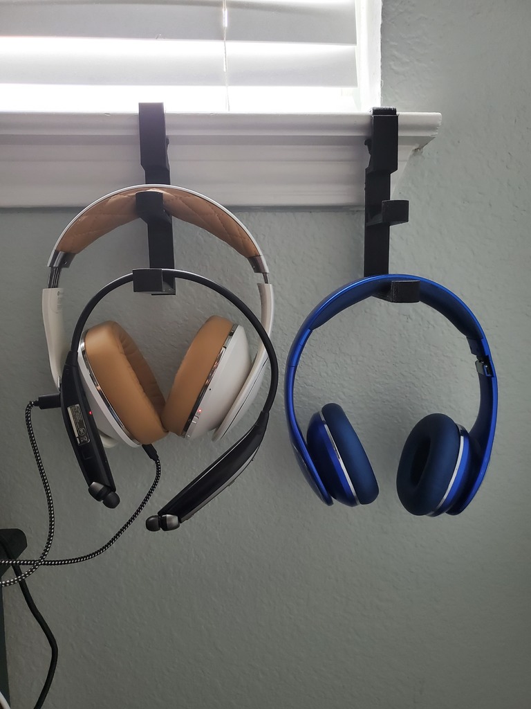 Double Headphone holder for window ledge or night stand