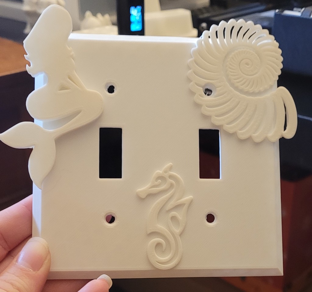 Simple Ocean Theme Double Light Switch Plate