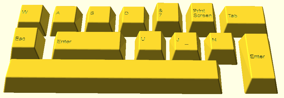 MX Cherry OEM Profile Keycaps library (OpenSCAD)