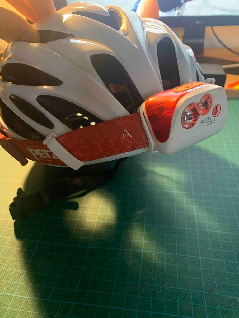 Headlamp hook for (bike) helmet