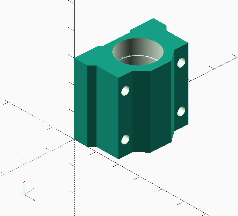 Parametric linear bearing housing SCxxUU in openSCAD