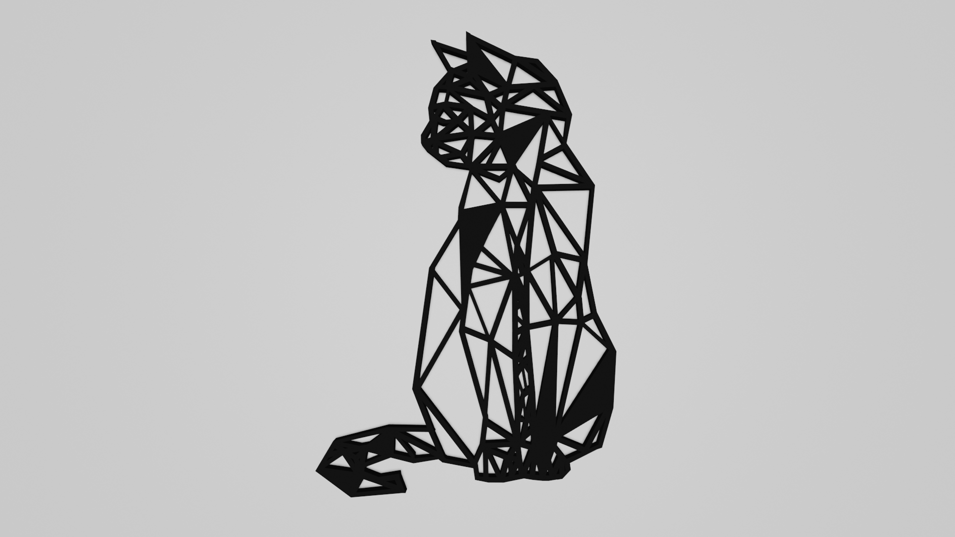 Low poly cat wall decoration
