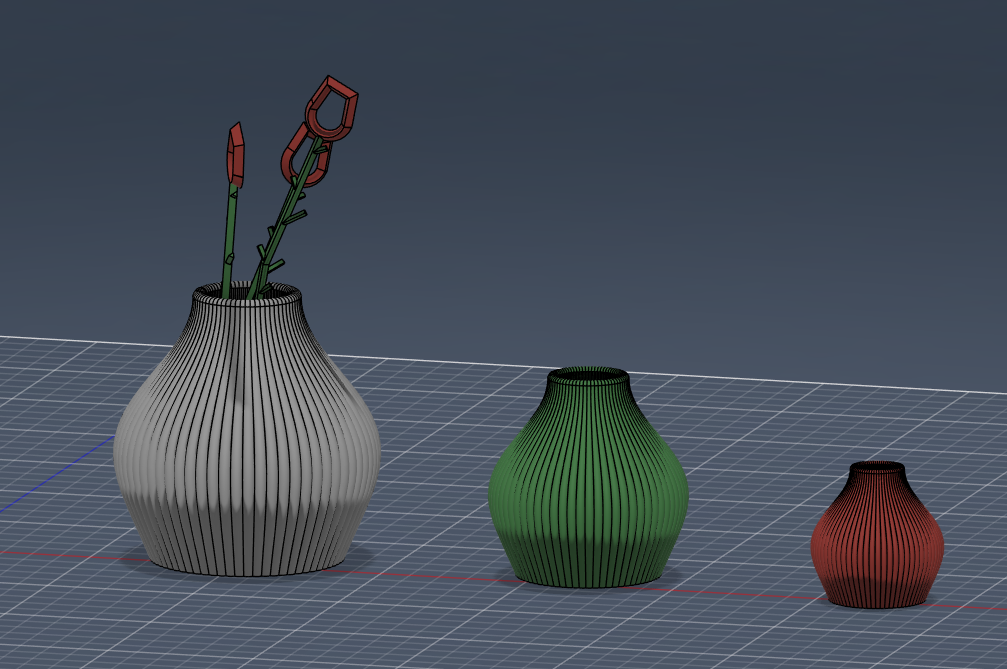 Modern Ribbed Teardrop Vase & Planter Set (+ Low-Poly Rose!)