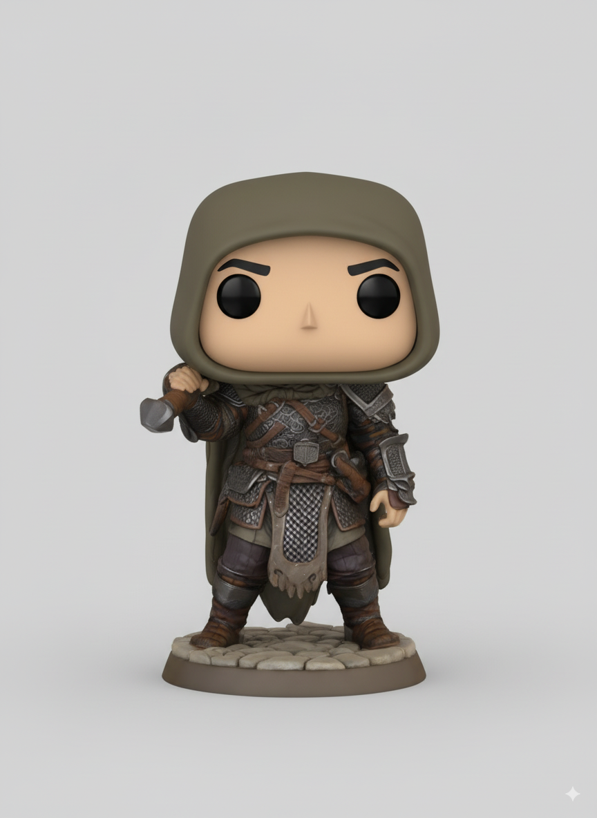 Hooded Adventurer – Funko-Inspired Chibi STL | FDM + Resin Optimized