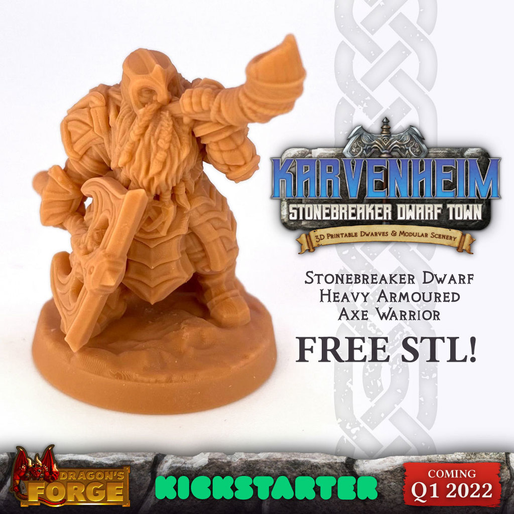 FREE Stonebreaker Dwarf STL! Karvenheim Kickstarter Preview