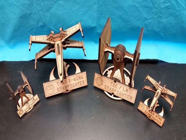 Tie Fighter With Stand Optimized For Inkscape K40 Laser 5Mm Wood