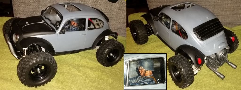 Tamiya Blitzer-Monster Beetle/Sand Scorcher rear window louvre - Thickened with locator pins and TPU attachment