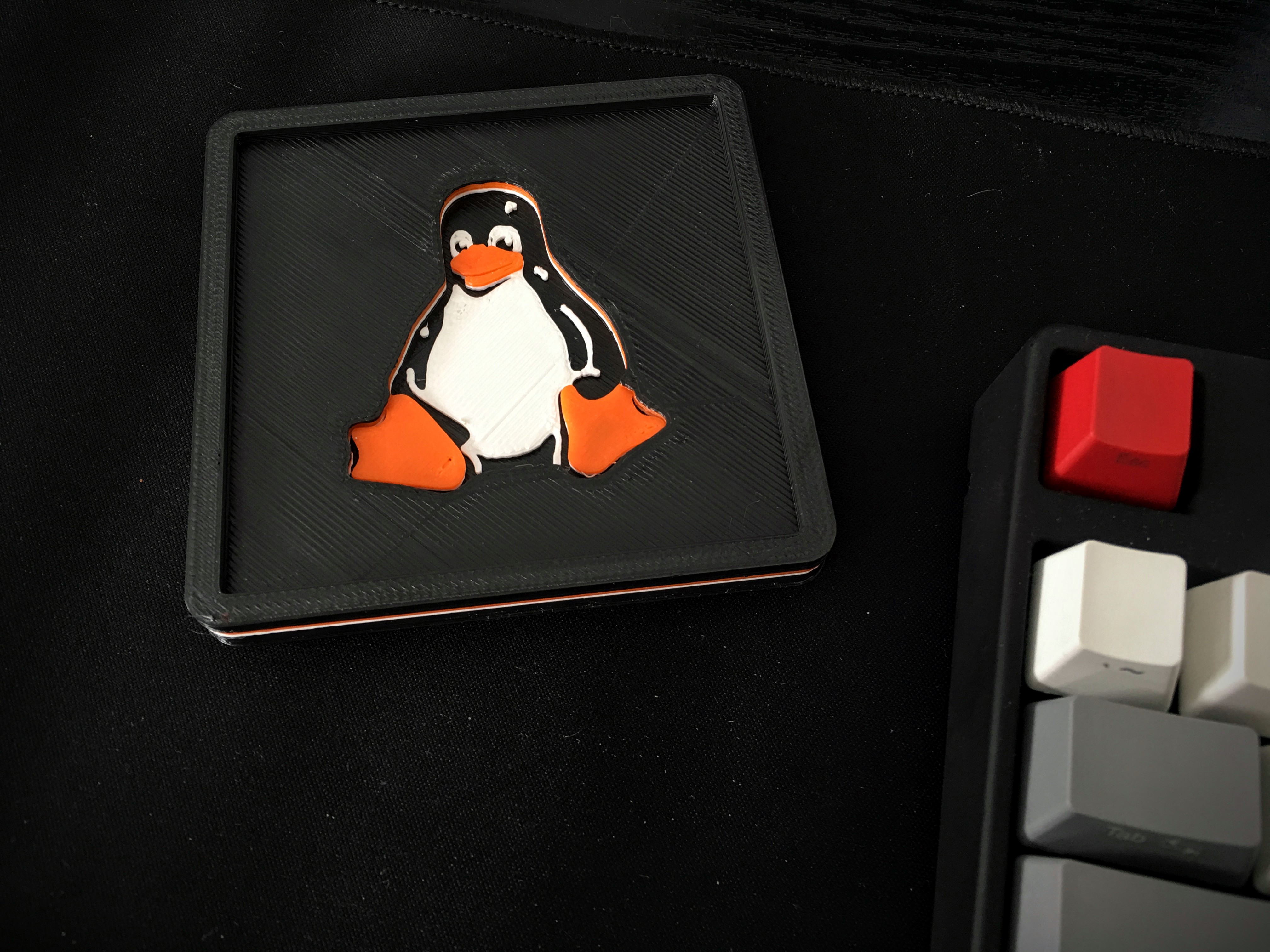 Multicolored Square Tux Coaster