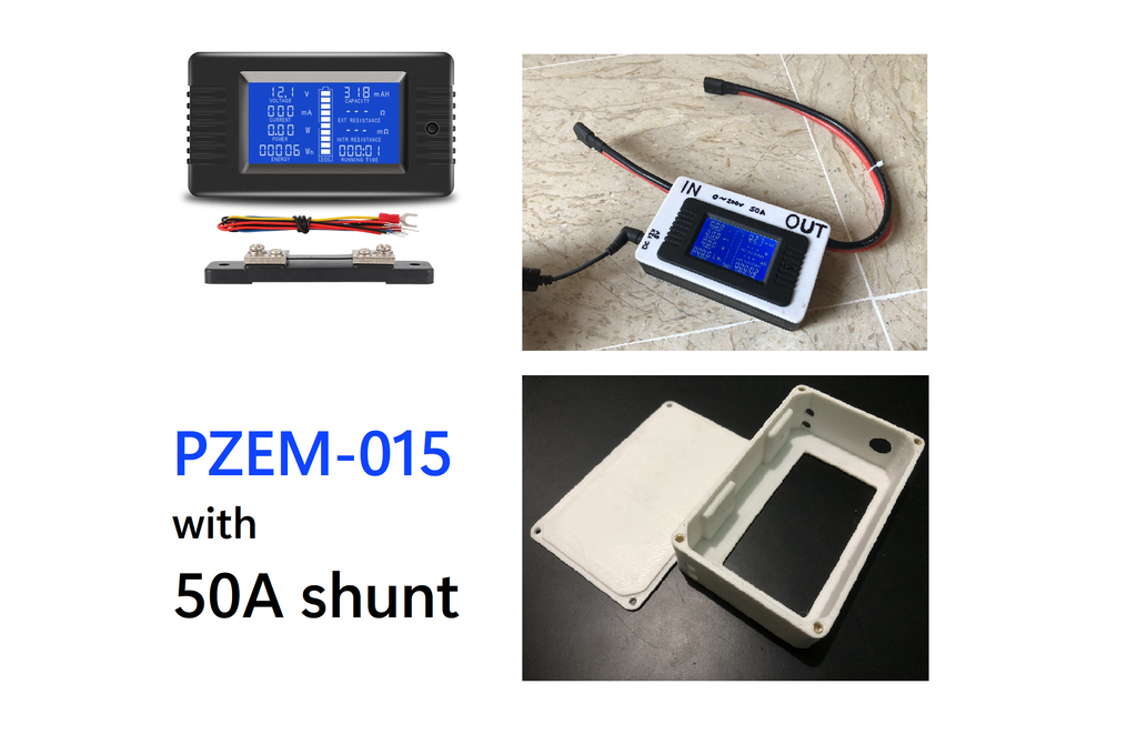 PZEM-015 DC watt meter battery capacity tester with 50A shunt