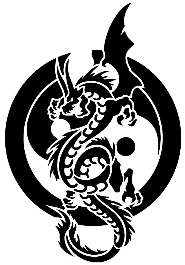 Yin Yang Dragon stencil