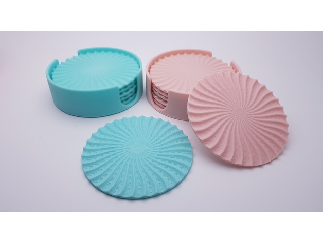 Radial drinks coasters with holder