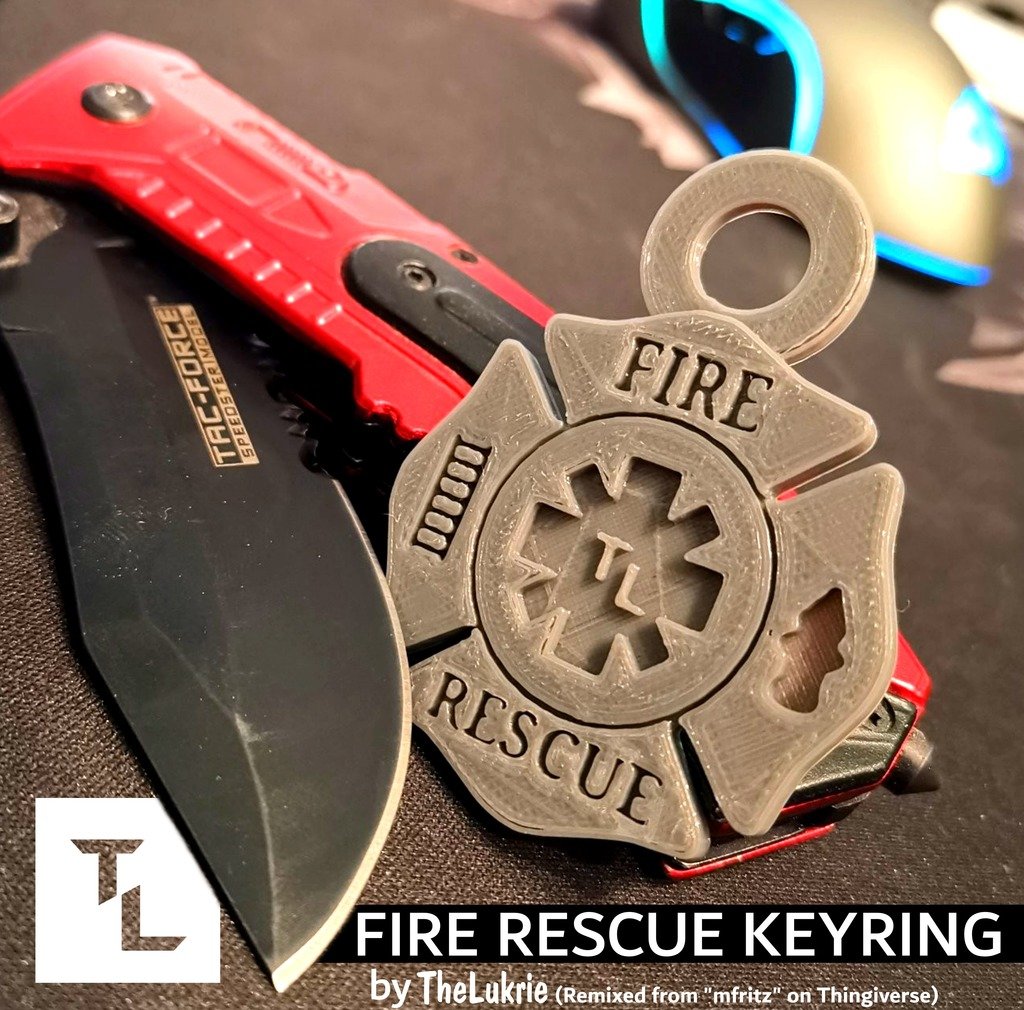 Fire Rescue Maltese Cross / Star of Life Keyring [REMIX]