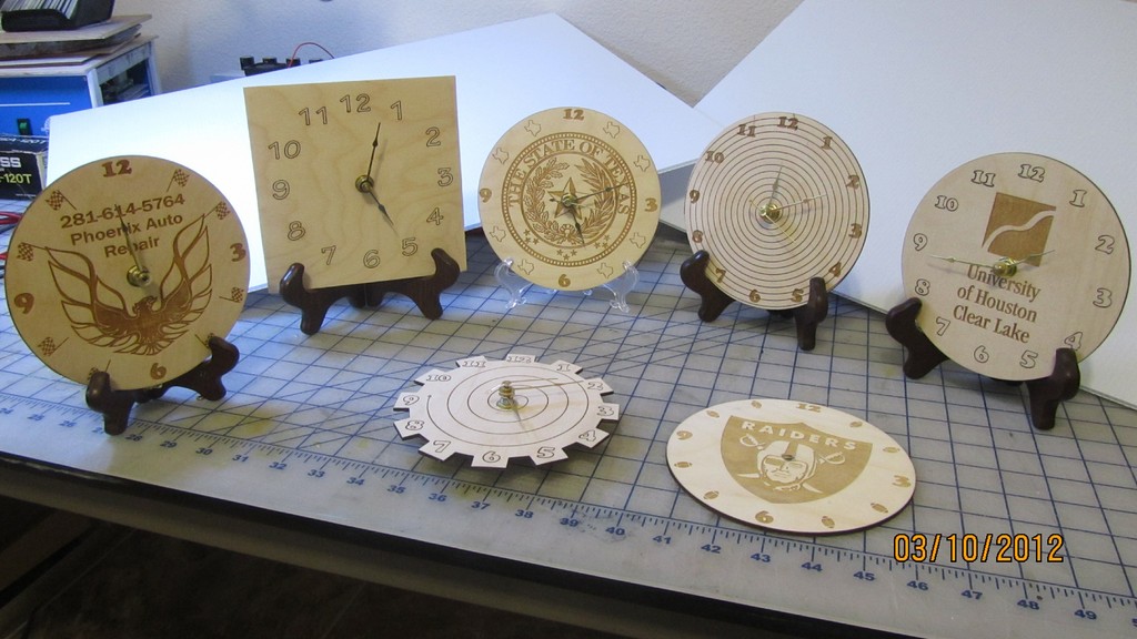 Clocks Clocks and more Clocks. Laser Cut