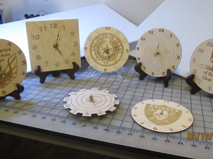 Clocks Clocks and more Clocks. Laser Cut